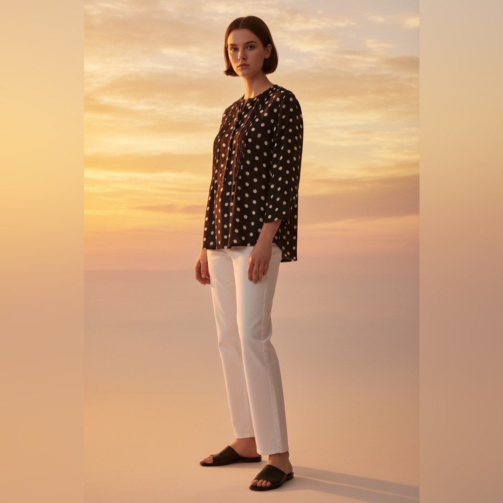 Anthropologie Porridge Polka Dot Long Sleeve Blouse